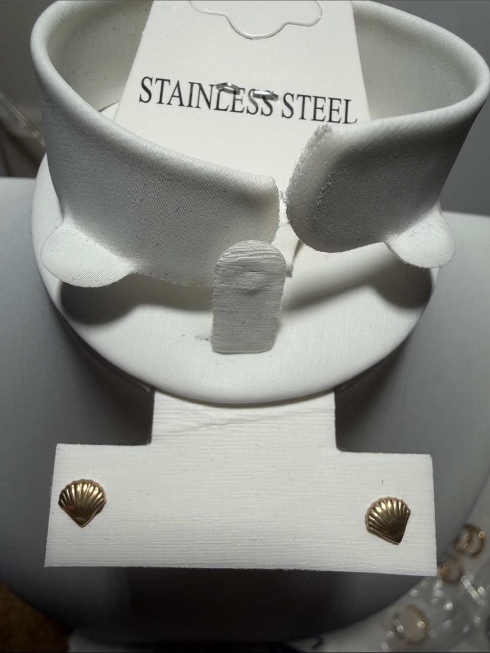 Shell Stud Earrings - Gold Tone Stainless Steel